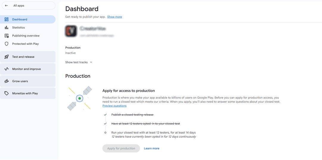 Google Play Console user opt in invitation link management card detail