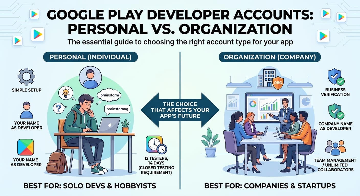 Google Play Personal Account vs Organization Account