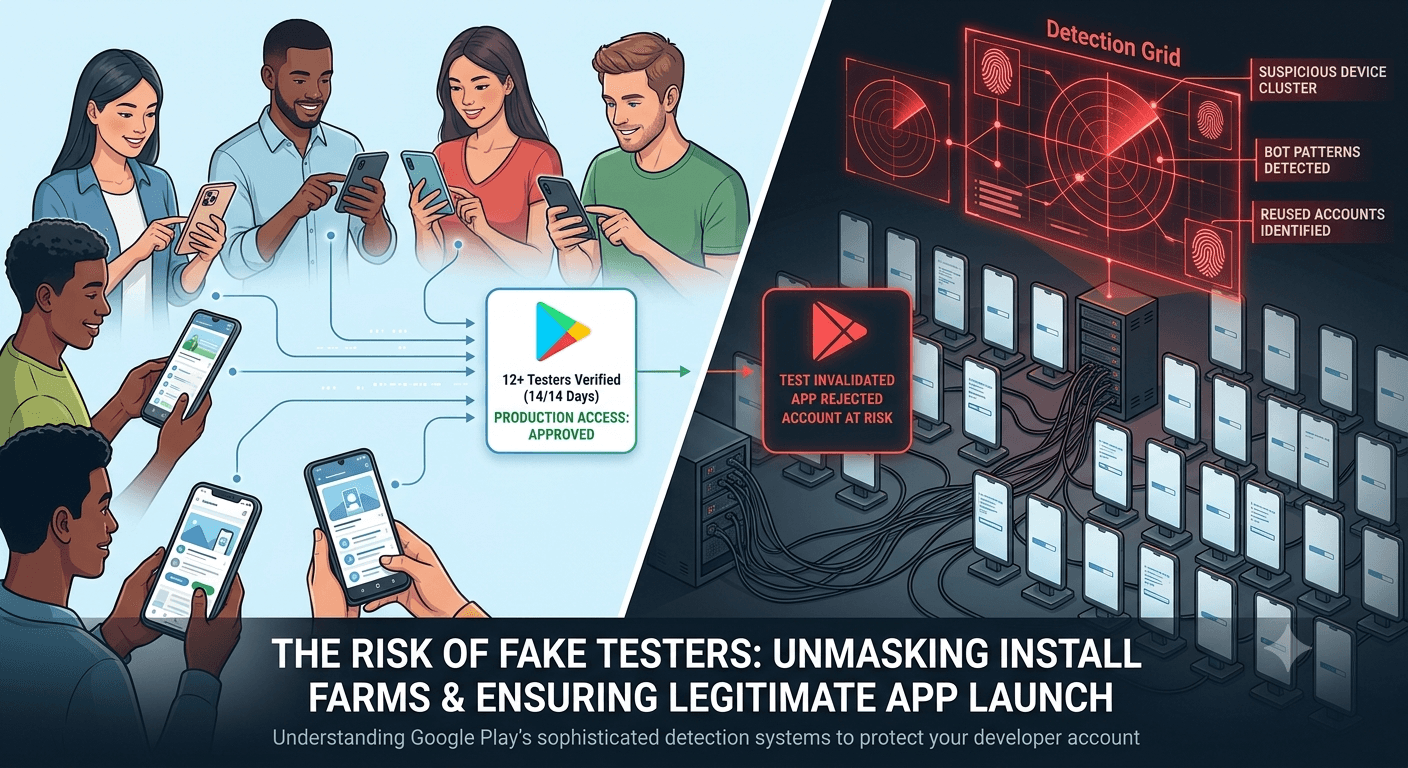How Google Detects Fake Testers and Install Farms