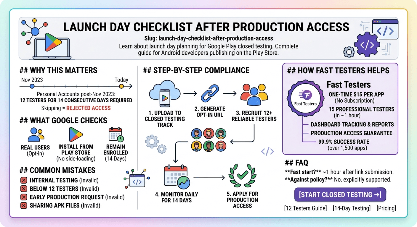 Launch Day Checklist After Production Access