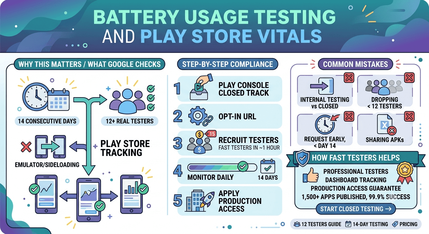 Battery Usage Testing and Play Store Vitals